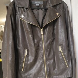 Kenneth Cole Reaction Women's Dark Brown Leather Jacket